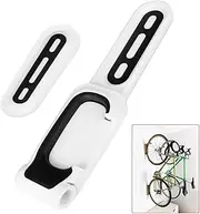 Bicycle Wall Mount Foldable Bicycle Holder Adjustable Wall Hook Rack Space Saving Suspension Mounted Vertical Mounting Stand (White-and-Black)