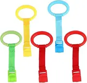 GREENADSCAPE 5 Pack Pull Rings Boys and Girls Tools Infants Stand up Assistance Safe Nursery Pull Rings Delicate Colors Portable Learning Aid