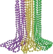 Mardi Gras Beads,12PCS Bead Necklace Party Favors Metallic 3 Colors 33" Beaded Necklaces Costumes Stuff for Wedding Carnival St. Patricks Party Favors Supplies, One size, Plastic, No Gemstone
