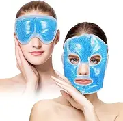 Pack of 2 Silicone Face Mask Cover, Ice Face Pack Mask, Reusable Gel Eye Mask, Cooling Ice Sleep Masks, Ice Cold Cooling Mask, Hot Compress Eye Face Compress for Men and Women