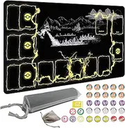 Extalas Lead Intense Battles with Our Non-Slip MTG Playmat - Ideal for Magic: The Gathering showdowns, it Includes a Stylish Storage Tube and an Extra 7-dice Set! (14, Playmat Without Zones)