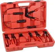 Flexible Automotive Hose Clamp Clip Plier Tool Kit Swivel Jaw Flat Angled Band