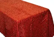 Sequin Rectangular Tablecloth Sequin Taffeta Fabric Sequin Table Cover - RED