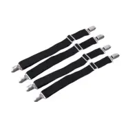 4PCS Bed Sheet Clips Bed Sheet Adjustable Fasteners Suspenders Gripper Black