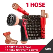 Pocket Hose Copper Head Expandable Garden Hose 50 FT, With New 360° Pocket Pivot