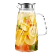 57oz Heat Resistant Glass Water Pitcher/Water Carafe with Infuser Pitcher Lid