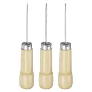 3pcs Handwork Sewing Awl Step Wooden Leather Punch Hole Tool, Log Color