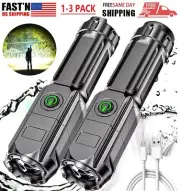 3× Rechargeable LED Flashlight Tactical Police Super Bright Torch Zoomable USA
