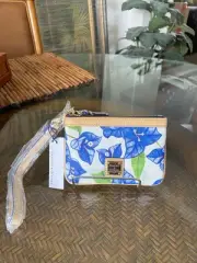 Dooney & Bourke Blue-White Bougainvillea Medium Wristlet NWT