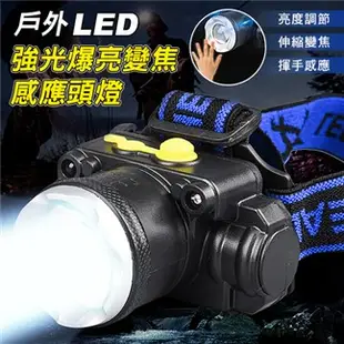 戶外LED強光爆亮變焦感應頭燈 LED頭燈 露營頭燈 釣魚燈 戶外照明燈具 騎行