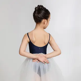 sansha三沙兒童舞蹈服女吊帶連身服芭蕾舞練功服白色少兒體操服