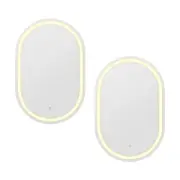 Embellir 2 LED Wall Mirror With Light 50X75CM Bathroom Decor Oval Mirrors Vanity