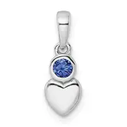 Sterling Silver Rhodium-Plated Lab Created Sapphire Heart Pendant