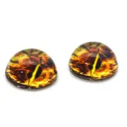 Pair High Dome Yellow Fractal Dragon Half Sphere Glass Eyes Taxidermy Jewelry