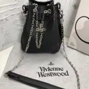 Vivienne Westwood Drawstring Leather Black Shoulder Bag New Unused outlet