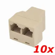 10 Pack - 2-Way RJ45 LAN Ethernet Network Splitter Extender Adapter Female Jacks