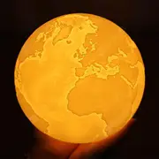 3D Printed Earth Lamp 15cm USB Multicolor 16 RGB Changing LED Night Light Touch Control - White