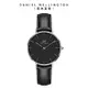 Daniel Wellington DW 手錶 Petite Sheffield 32mm爵士黑真皮皮革錶 絕版 DW00100180