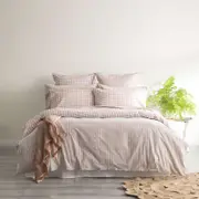 Renee Taylor Alison Yarn Dyed Cotton Reversible Clay Quilt Cover Set