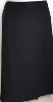 EILEEN FISHER Skirt Black A Line Pull On Stretch Crepe Split Open Front XS