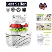 Elegant 3-Piece Vegetable and Fruit Storage Set with Ventilation & Colander