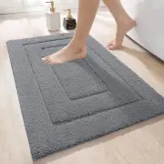 Badezimmer Teppich Badematte Badvorleger Saugfähig Rutschfest Grau 60x90 B1129