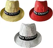 [Generic] Christmas Sequin Unisex Hat X'Mas Eve Fedora Trilby MJ Fancy Dress Up Shiny Hat