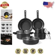 13-Piece Nonstick Granite Cookware Set with Detachable Handles for Smart Cooking