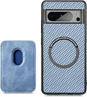 [RUNGOS] for Google Pixel 8 Pro Case Magsafe, with Magnetic Wallet & Card Holder (Carbon Fiber Texture) [Stable Magnetic] [10Ft Drop Tested] Shockproof for Google Pixel 8 Pro Wallet Case 6.7'', Blue