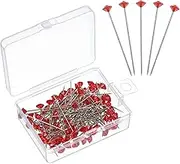 sourcing map 200pcs Bouquet Pins, 1.5 Inch Corsage Pins Flower Straight Head for Wedding Sewing Decoration DIY Craft, Red