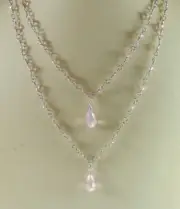 2 Strand Pink Crystal Choker Necklace with Briolettes Handmade Jewelry