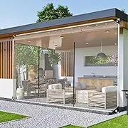 Clear Tarpaulin Waterproof, Outdoor Clear Tarp Curtain with Zip Door,0.5.0mm PVC Tarpaulin Cover with Grommets,Waterproof Transparent Tarpaulin Side Panels for Gazebo Pergola Porch Carport,Customisab