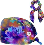 [YTYVAGT] Scrub Caps Women,Scrub Hats Suitable for Women,Watercolor Poppy Floral