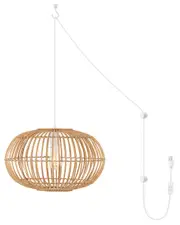 JONATHAN Y Leo 17In 1-Light Farmhouse Rattan 180In Cord Plug-In Or Hardwired LED Pendant