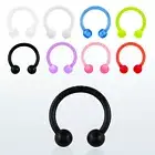 2pcs.16G Bio Flex Horseshoe Circular Barbell 3mm UV Ball Ear Labret Septum Ring