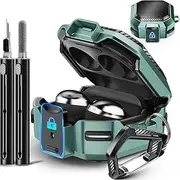 with Lock Carbon Fiber Case for Samsung Galaxy Buds Pro 2 Case/Galaxy Buds FE Cases 2023/Bud 2/Bud Live/G Bud Pro with Keychain and Cleaner Kit- Green