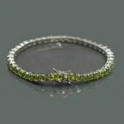 12Ct Round Cut Green Peridot Diamond Women's Tennis Bracelet 14K White Gold Over