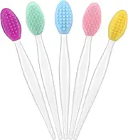 Yoizyfree 5 Pcs Double-Sided Silicone Lip Scrub Brush - Lip Exfoliator Brush - Pink, Green, Yellow - All Skin Types