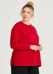 [Taking Shape] Taking Shape Boyfriend Tunic Sweat Size 24 in Ribbon RED, Cotton - Plus Size Women's Clothing Ribbon Red