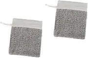 DRESSOOS Black Linen Soap Net Pouches 2pcs Soap Bag Exfoliating Mesh for Face Body Drawstring Design for