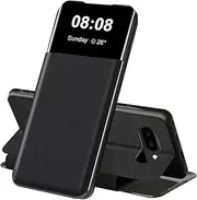 Wallet Case for Pixel 9a Case Clear View for Google Pixel 9a Protective Phone Case with Card Slots Kickstand Flip Silicone TPU Anti-Shock Slim Soft 360 Full Body Cover 5G/6.3" (Black)