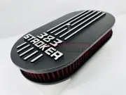 15" 383 Stroker Logo Air Cleaner Oval Black Bowtie Aluminum Washable Red Filter