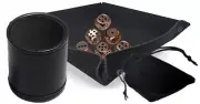 (6) Weighty Zinc Alloy Antique Copper Dice w/Pouch + Rolling Tray + Dice Cup