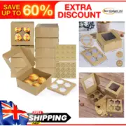 Bigqin 10 Pack 4 Holes Cupcake Boxes with Window Cake Cookie Bakery Boxes Muffin