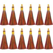 Xeahung 12pcs Handmade Tassels with Loop Bookmark Tassels Bulk Black Craft