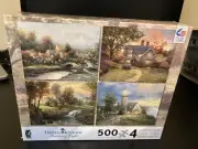 Thomas Kinkade Painter Of Light Ceaco 4 500 Piece Puzzles Gift Collection New