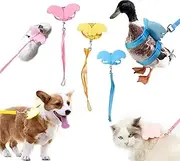 3PCS Pet Duck Walking Harness Leash and Wings,Adjustable Outdoor Training Traction Rope for Chicken Duck Goose Hen Small Pets (L)