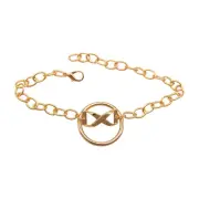 Women Gold Metal Chain Links Bracelet Shoe Bow Infinity Charm Chic Bling Anklet
