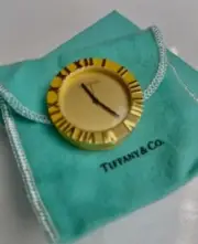 Tiffany & Co Brass Clock Miniature Travel Roman Numerals Free Standing Pouch Box