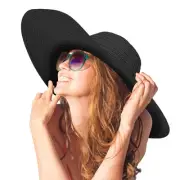 Oversized Sun Straw Hat for Women, Beach Hats for Women UPF 50 Floppy Wide Br...